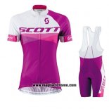2016 Abbigliamento Ciclismo Scott Rosso Bianco Manica Corta e Salopette