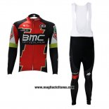 2017 Abbigliamento Ciclismo BMC Rosso e Verde Manica Lunga e Salopette