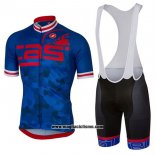 2017 Abbigliamento Ciclismo Castelli Blu e Rosso Manica Corta e Salopette