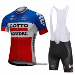 2018 Abbigliamento Ciclismo Lotto Soudal Blu e Rosso Manica Corta e Salopette