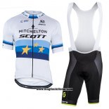 2018 Abbigliamento Ciclismo Mitchelton Scott Campione Europa Manica Corta e Salopette