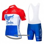 2019 Abbigliamento Ciclismo Roompot Charles Rosso Bianco Blu Manica Corta e Salopette
