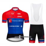 2019 Abbigliamento Ciclismo Topforex Lapierre Rosso Blu Manica Corta e Salopette