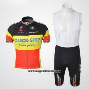 2010 Abbigliamento Ciclismo Quick Step Campione Belgio Manica Corta e Salopette