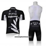 2011 Abbigliamento Ciclismo HTC Highroad Nero e Bianco Manica Corta e Salopette