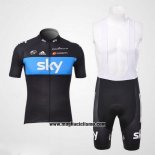2012 Abbigliamento Ciclismo Sky Nero e Celeste Manica Corta e Salopette