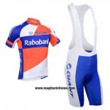 2013 Abbigliamento Ciclismo Rabobank Blu e Bianco Manica Corta e Salopette