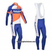 2013 Abbigliamento Ciclismo Rabobank Blu e Bianco Manica Lunga e Salopette