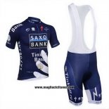 2013 Abbigliamento Ciclismo Tinkoff Saxo Bank Blu e Bianco Manica Corta e Salopette