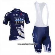 2013 Abbigliamento Ciclismo Tinkoff Saxo Bank Blu e Bianco Manica Corta e Salopette