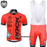 2015 Abbigliamento Ciclismo Rock Racing Nero e Arancione Manica Corta e Salopette