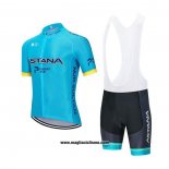2020 Abbigliamento Ciclismo Astana Blu Giallo Manica Corta e Salopette