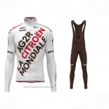 2023 Abbigliamento Ciclismo Ag2r La Mondiale Bianco Manica Lunga e Salopette