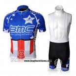 2010 Abbigliamento Ciclismo BMC Campione Stati Uniti Blu Manica Corta e Salopette