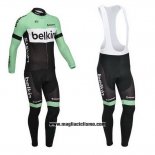 2013 Abbigliamento Ciclismo Belkin Nero e Verde Manica Lunga e Salopette