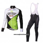 2014 Abbigliamento Ciclismo Multivan Merida Verde e Bianco Manica Lunga e Salopette