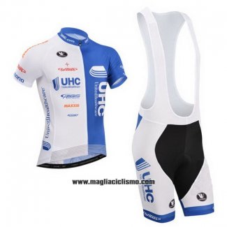 2014 Abbigliamento Ciclismo UHC Bianco e Celeste Manica Corta e Salopette
