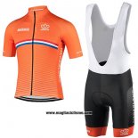 2017 Abbigliamento Ciclismo Paesi Bassi Arancione Manica Corta e Salopette