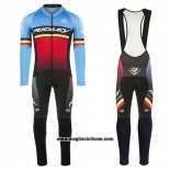 2017 Abbigliamento Ciclismo Ridley Rincon Rosso e Blu Manica Lunga e Salopette