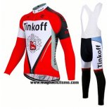 2017 Abbigliamento Ciclismo Tinkoff Rosso Manica Lunga e Salopette
