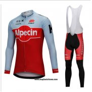 2018 Abbigliamento Ciclismo Katusha Alpecin Rosso Manica Lunga e Salopette