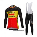 2018 Abbigliamento Ciclismo Lotto Soudal Nero e Giallo Manica Lunga e Salopette