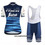 2019 Abbigliamento Ciclismo Donne Trek Segafredo Blu Manica Corta e Salopette