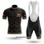 2020 Abbigliamento Ciclismo Campione Portugal Nero Giallo Manica Corta e Salopette