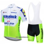 2020 Abbigliamento Ciclismo Deceuninck Quick Step Bianco Verde Manica Corta e Salopette