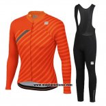 2020 Abbigliamento Ciclismo Donne Sportful Arancione Grigio Manica Lunga e Salopette