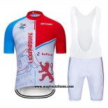 2020 Abbigliamento Ciclismo Lussemburgo Blu Bianco Rosso Manica Corta e Salopette