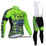 2020 Abbigliamento Ciclismo Tinkoff Saxo Bank Verde Camuffamento Manica Lunga e Salopette
