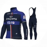 2023 Abbigliamento Ciclismo Groupama-FDJ Scuro Blu Manica Lunga e Salopette