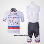 2010 Abbigliamento Ciclismo Katusha Bianco Manica Corta e Salopette
