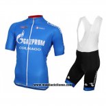 2016 Abbigliamento Ciclismo Gazprom Rusvelo Colnago Blu e Bianco Manica Corta e Salopette