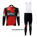 2017 Abbigliamento Ciclismo BMC Rosso e Bianco Manica Lunga e Salopette