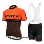2018 Abbigliamento Ciclismo Scott Arancione e Nero Manica Corta e Salopette