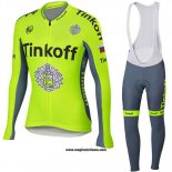 2018 Abbigliamento Ciclismo Tinkoff Giallo Manica Lunga e Salopette