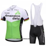 2018 Abbigliamento Ciclismo UCI Mondo Campione Dimension Data Verde Manica Corta e Salopette