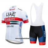 2019 Abbigliamento Ciclismo UCI Mondo Campione UAE Bianco Rosso Manica Corta e Salopette