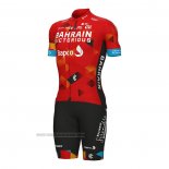 2022 Abbigliamento Ciclismo Bahrain Victorious Rosso Manica Corta e Salopette