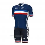 2022 Abbigliamento Ciclismo Francia Blu Manica Corta e Salopette