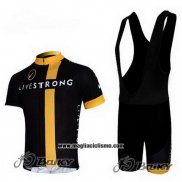 2011 Abbigliamento Ciclismo Livestrong Nero e Giallo Manica Corta e Salopette