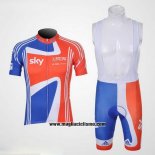 2012 Abbigliamento Ciclismo Sky Campione Regno Unito Arancione e Blu Manica Corta e Salopette