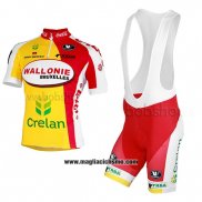 2013 Abbigliamento Ciclismo Wallonie Bruxelles Giallo e Rosso Manica Corta e Salopette