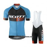 2016 Abbigliamento Ciclismo Scott Blu e Arancione Manica Corta e Salopette