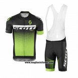 2017 Abbigliamento Ciclismo Scott Verde Manica Corta e Salopette