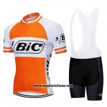2019 Abbigliamento Ciclismo Bic Bianco Arancione Manica Corta e Salopette