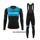 2020 Abbigliamento Ciclismo Cube Nero Blu Manica Lunga e Salopette
