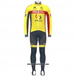 2020 Abbigliamento Ciclismo Wallonie Bruxelles Giallo Rosso Manica Lunga e Salopette